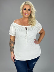 62 SSS-B {Gypsy Sensation} Ivory Babydoll Top PLUS SIZE 1X 2X 3X