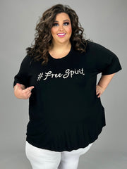 17 GT-B {Free Spirit} Black #Free Spirit Graphic Tee CURVY BRAND!! 3X 4X 5X 6X (May Size Down 1 SIze)