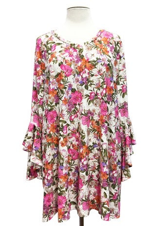 29 PQ {Certified Hot Girl} Fuchsia/Orange Floral V-Neck Top EXTENDED PLUS SIZE 4X 5X 6X