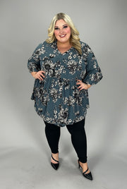 35 PQ {Call Back Later} Charcoal Beige Floral Babydoll Top EXTENDED PLUS SIZE 3X 4X 5X