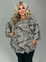 SALE!! 84 PQ {Spice Of Life} Taupe Leopard Print V-Neck Top EXTENDED PLUS SIZE 3X 4X 5X