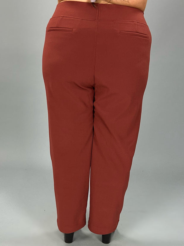 LEG-59 {Setting The Standard} Rust Wide Waistband Pants PLUS SIZE 1X 2X 3X