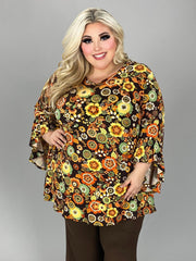 81 PSS {Darling Of Mine} Black/Rust Floral V-Neck Top EXTENDED PLUS 4X 5X 6X