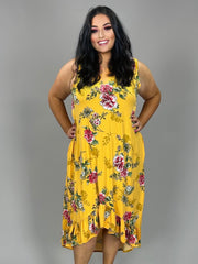 SALE!! LD-N {Pretty Blooms} Mustard Floral Print Hi/Low Maxi Dress