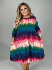 SALE!! 90 PQ-S {Day For Love} Magenta/Multi-Color Print Dress PLUS SIZE 1X 2X 3X