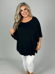 54 SD {Not So Subtle} Black Eyelet Bat Wing Sleeve Top PLUS SIZE 1X 2X 3X