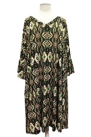 SALE!! 29 PQ {Never Gonna Turn Back} Green/Black Print V-Neck Dress EXTENDED PLUS SIZE 4X 5X 6X