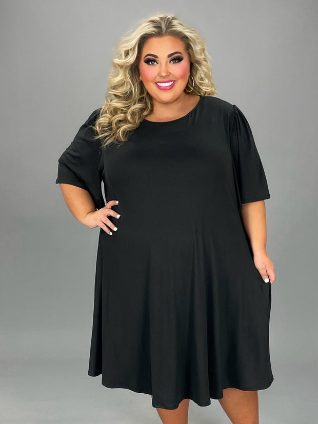 SALE!! 30 SSS {Always Ready To Go} Black V-Neck Dress w/Pockets EXTENDED PLUS SIZE 4X 5X 6X