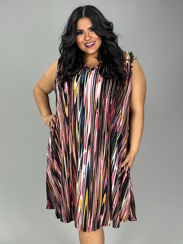 24 SV-A {We Promise Comfort}  V-Neck Print Dress EXTENDED PLUS SIZE 3X 4X 5X