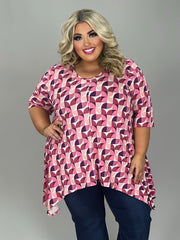 46 PSS {Treasure Found} Pink/Purple Print Asymmetrical Top EXTENDED PLUS SIZE 4X 5X 6X