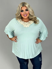 SALE!! 23 SD {Lush And Luxe} Mint Top w/Crochet V-Neck EXTENDED PLUS SIZE 4X 5X 6X