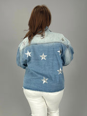 SALE!! 21 OT-D {Seeing Stars} UMGEE Denim Jacket W/Stars PLUS SIZE XL 1X 2X