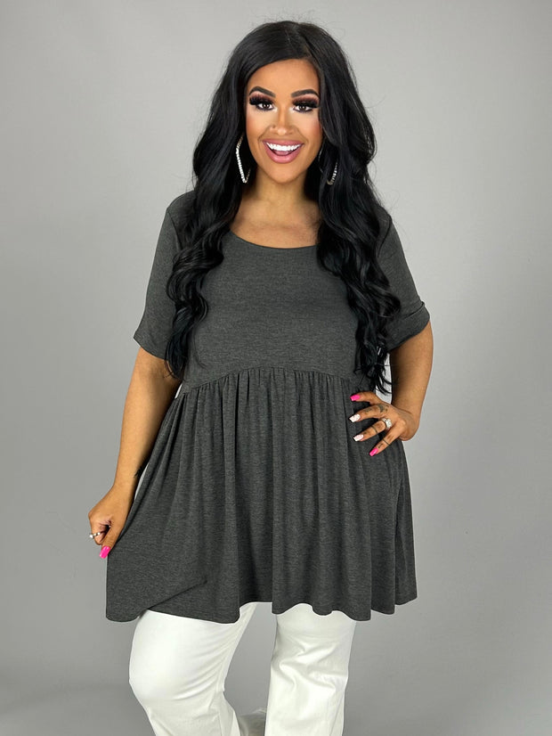 SALE!! 40 SSS-C {Soul Storm} Charcoal Babydoll Top PLUS SIZE XL 2X 3X