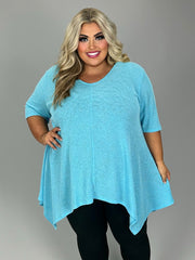 26 SSS {Easy Fix} Sky Blue Asymmetrical Hem Top EXTENDED PLUS SIZE 4X 5X 6X