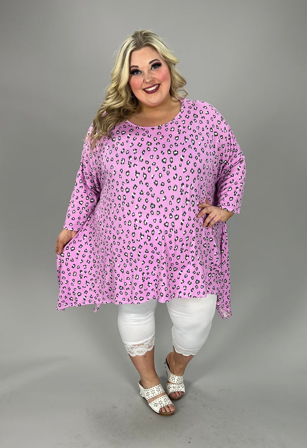 62 PSS {Best Intentions} Lavender Grey Leopard Asymmetrical Top EXTENDED PLUS SIZE 3X 4X 5X