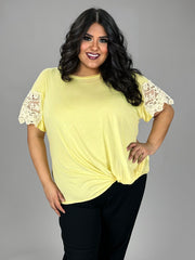 24 SD-Q {Details Matter} Sunray Yellow Lace Detail Top PLUS SIZE 1X 2X 3X