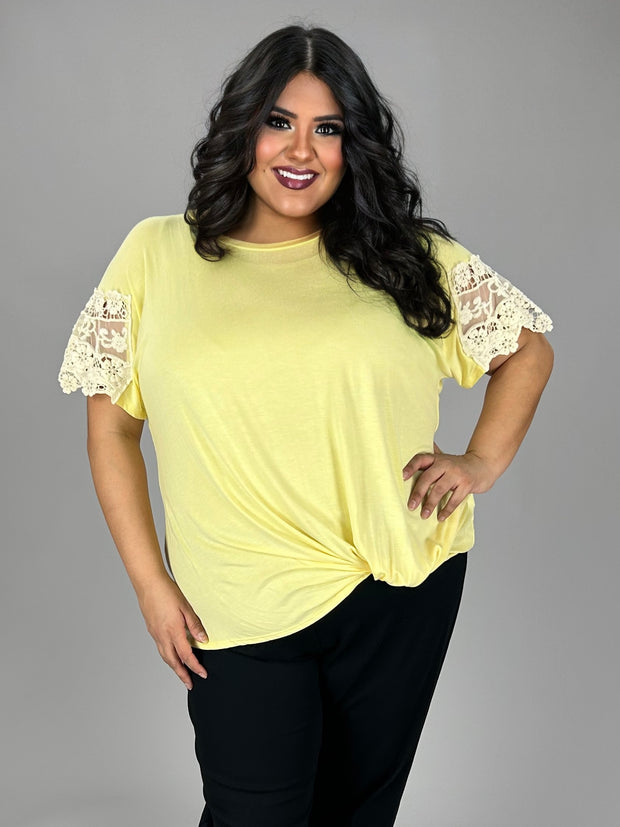 SALE!! 24 SD-Q {Details Matter} Sunray Yellow Lace Detail Top PLUS SIZE 1X 2X 3X