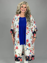 63 OT-F {Coastal Living} Floral Print Duster/Kimono  PLUS SIZE XL 2X 3X