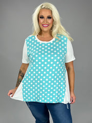 SALE!! 24 CP-C {Keeping Up} Aqua Polka Dot Hi/Low Top PLUS SIZE XL 2X 3X