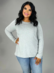 53 SLS {Basic Principles} Heather Grey Long Sleeve Top PLUS SIZE 1X 2X 3X