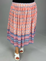 SALE!! BT  M-109  {Blair} Orange Print Lined Skirt