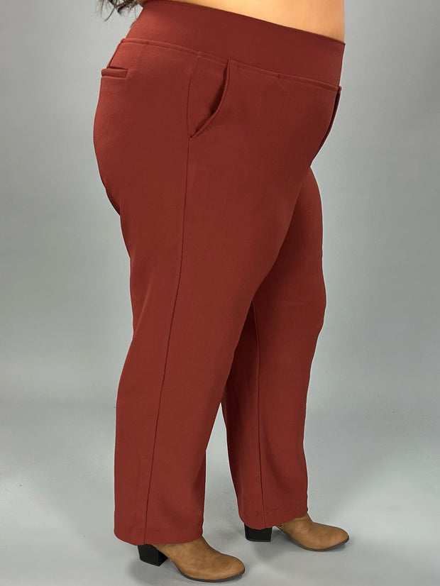 LEG-59 {Setting The Standard} Rust Wide Waistband Pants PLUS SIZE 1X 2X 3X