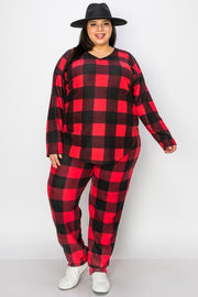 44 SET {Everyday Enjoyment} Red/Black Plaid Print Set EXTENDED SIZE 3X 4X 5X