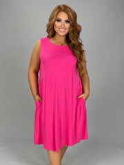 SALE!! 25 SV-Q {Simply Charming} Fuchsia Sleeveless Dress PLUS SIZE 1X 2X 3X