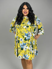 62 PSS-U {Truly Darling} Yellow Floral Open Back Dress PLUS SIZE 1X 2X 3X