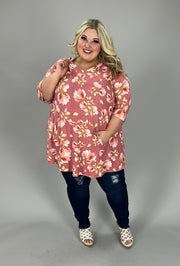 36 HD {As Pretty Does} Pink Floral Short Sleeve Hoodie CURVY BRAND EXTENDED PLUS SIZE 3X 4X 5X