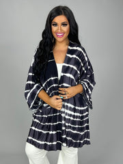 15 OT-B {Set In Motion}  Charcoal Gray Tie Dye Kimono PLUS SIZE 1X 2X 3X