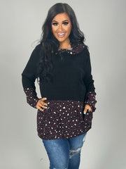 SALE!  23 HD-D {Simply Thriving} Dark Plum  Black Animal Hoodie PLUS SIZE XL 2X 3X