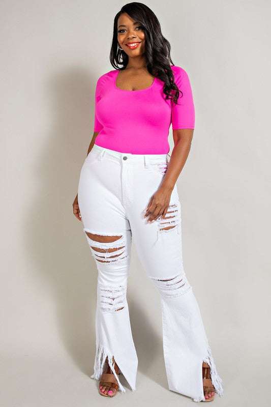 SALE!!   BT-A {The  Map} White Distressed Flare Leg Jeans PLUS SIZE 1X 2X 3X