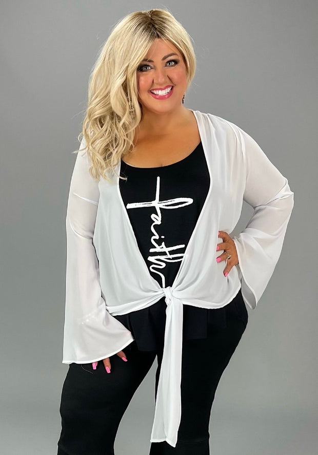 82 OT {First Class All The Way} White Bolero Cardigan PLUS SIZE XL 2X 3X