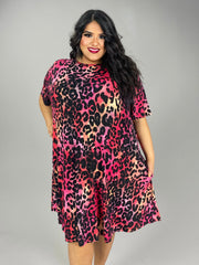 62 PSS {Back In The Wild} Fuchsia Leopard Print Dress EXTENDED PLUS SIZE 3X 4X 5X