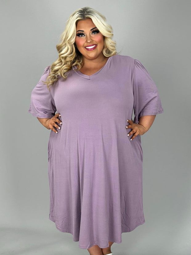 32 SSS {Have To Try} Lilac V-Neck Dress w/Pockets EXTENDED PLUS SIZE 3X 4X 5X