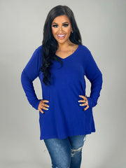 88 SLS-H {Keeping It Together} Bright Blue V-Neck Top  PLUS SIZE 1X 2X 3X