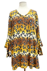 51 PQ {Hang Onto Love} Brown/Mint Leopard Print Top EXTENDED PLUS SIZE 4X 5X 6X