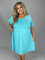 SALE!! 19 SSS-H {My Own Time} Mint Babydoll Ruffle Sleeve Dress PLUS SIZE 1X 2X 3X