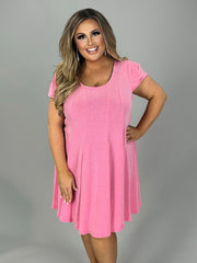 58 SSS-A {Candid Kisses} Pink Scoop Neck Dress PLUS SIZE 1X 2X 3X