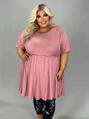 26 SSS {Casual Chic} Baby Pink Ruffle Babydoll Tunic EXTENDED PLUS SIZE 3X 4X 5X