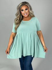 SALE!! 34 SSS {Feeling The Love} Dusty Green Babydoll Tunic PLUS SIZE 1X 2X 3X