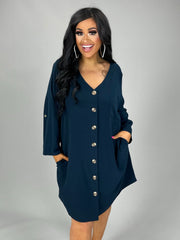 SALE!! 50 SQ-B (Stepping Out) Navy Button Up Dress 1X 2X 3X Plus Size