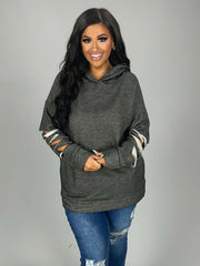 SALE!  23 HD-H {Stuck In My Ways} Grey Cut Sleeve Hoodie  PLUS SIZE XL 2X 3X