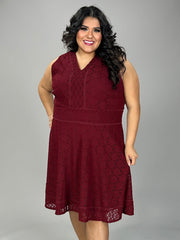 SALE!! LD-D M-109  {Charter Club} Maroon Lace Dress Retail $109.50 PLUS SIZE 1X 2X 4X