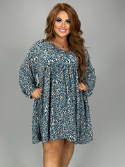 SALE!! 12 PLS-A {Everything She Is} Umgee Teal Mix Babydoll Dress PLUS SIZE XL 1X 2X