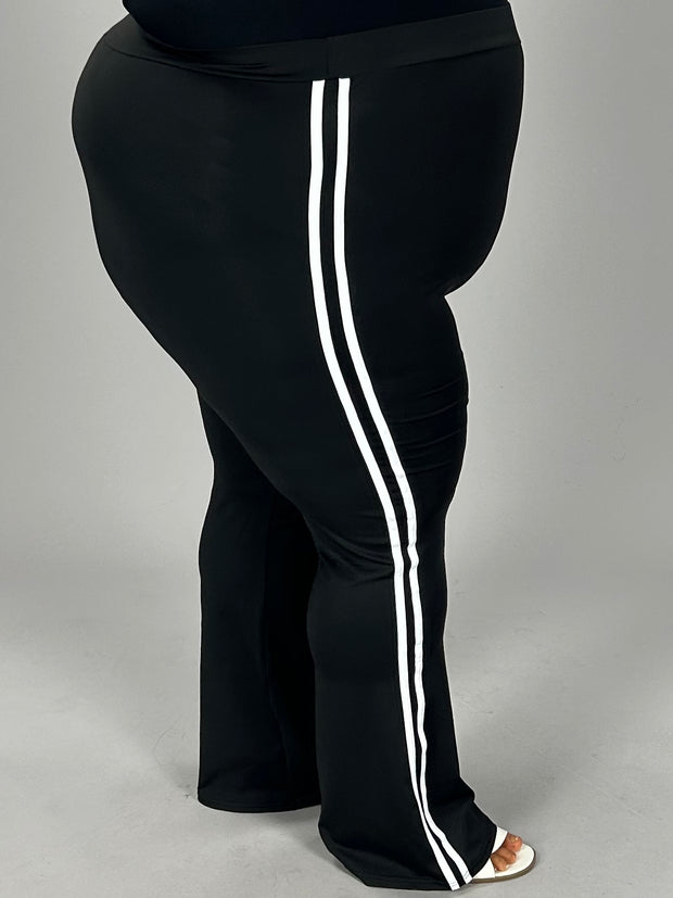 BT {Cardio Cutie} Black Flared Activewear Pants w/Stripes CW PLUS SIZE 3X