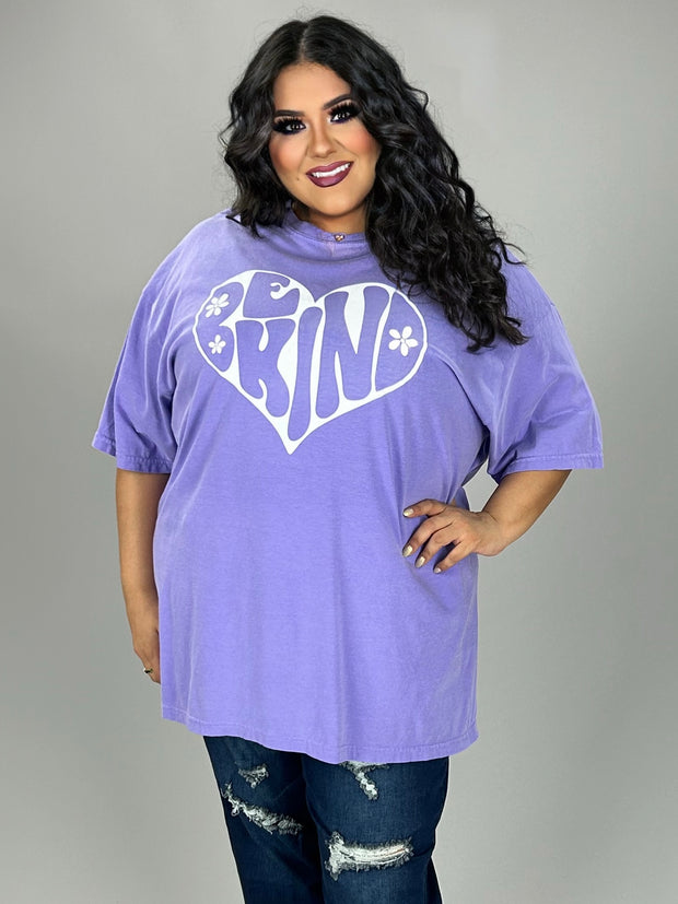 88 GT {Be Kind Heart} Violet Comfort Colors Graphic Tee PLUS SIZE 3X