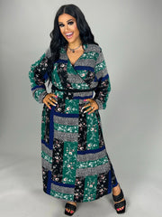 SALE!! LD-Z  M-109 {City Chic} Green Patchwork Dress Retail $129.00