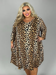 SALE!! 11 PQ {Unexpected Change} Brown Leopard Print V-Neck Dress EXTENDED PLUS SIZE 3X 4X 5X